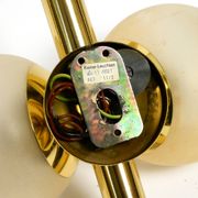 Pair of beautiful 60s Kaiser brass wall lamps with two golden glass spheres