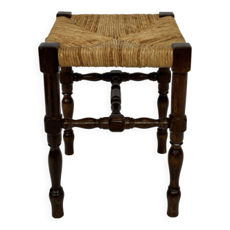 Tabouret vintage table d'appoint design brutaliste années 60 en chêne