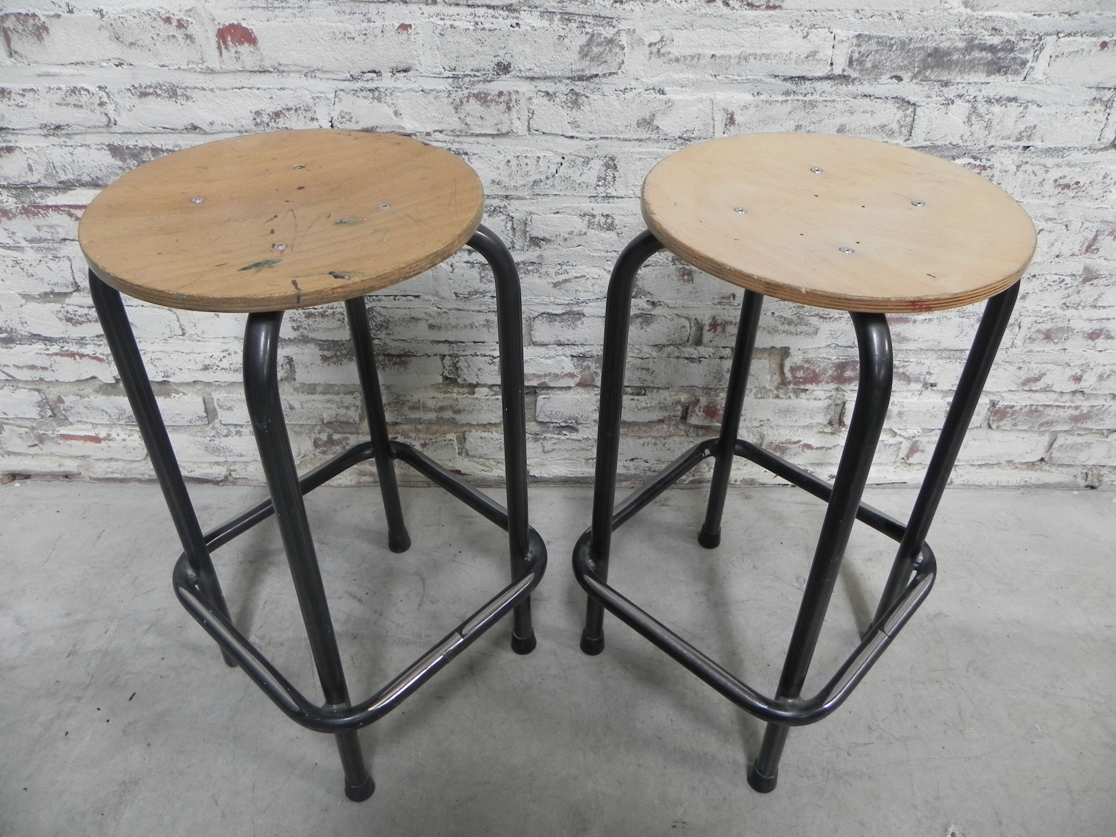 Industrial steel stool, 60 cm high