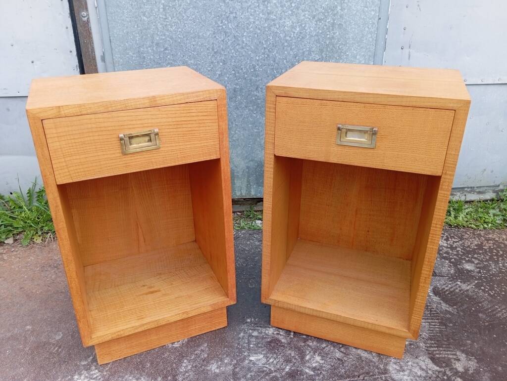 Pair of elm bedside tables
