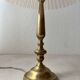 Brass table lamp with pleated shade, 1960s vintage design.