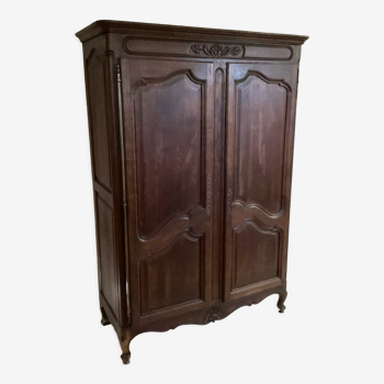 Armoire penderie en chêne vers les années 1950-1960