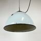 Industrial grey enamel factory lamp with cast iron top, 1960s