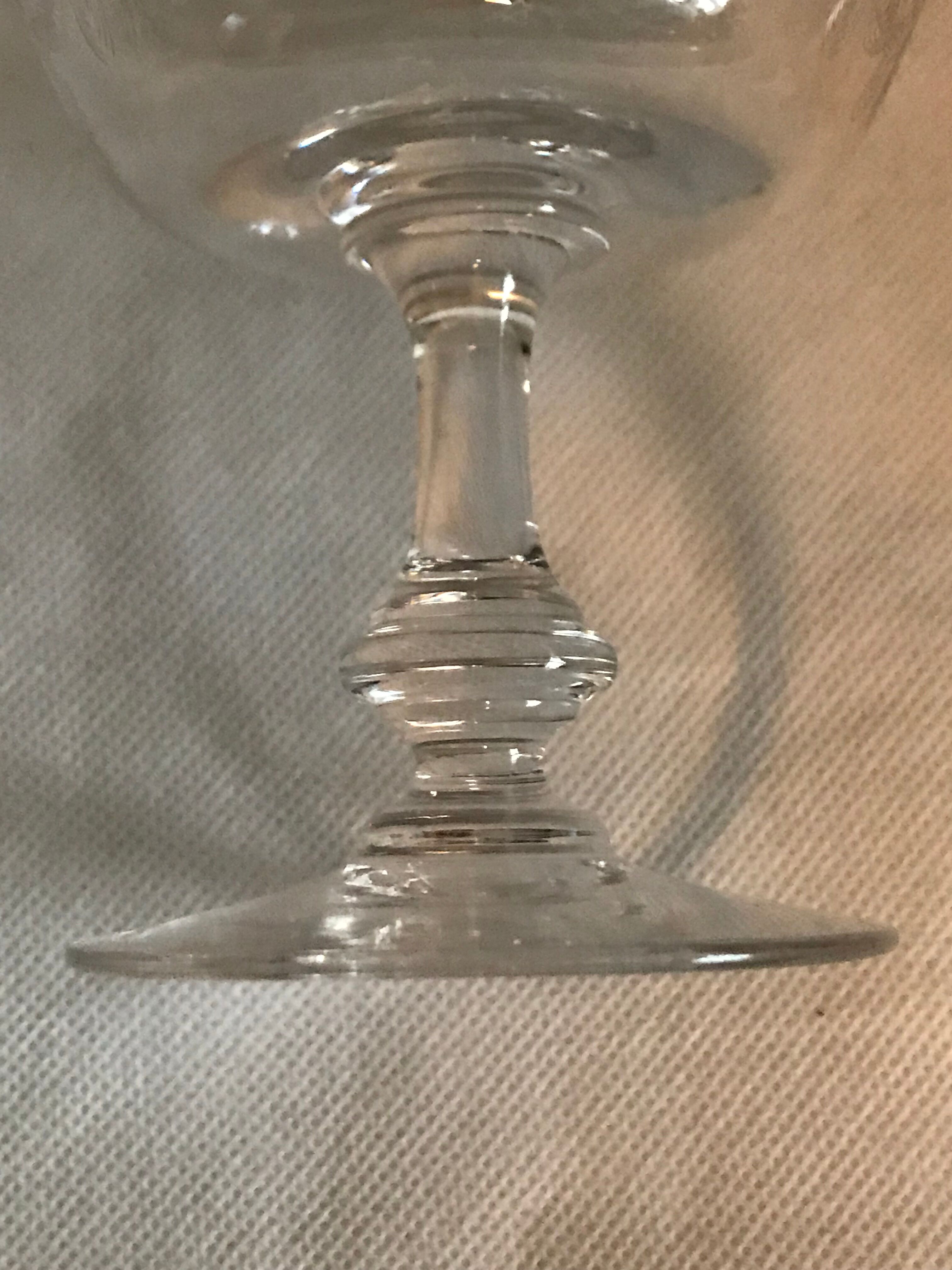 5 19th-century crystal champagne glasses
