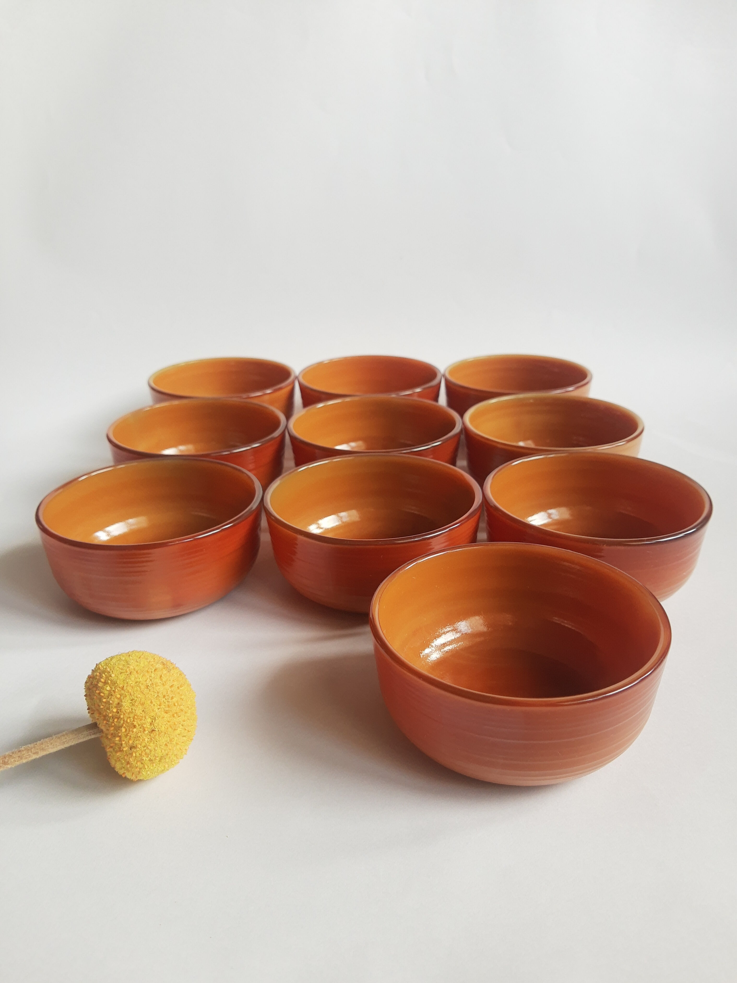 Set of 10 brown ramekins Arcopal Vintage volcano