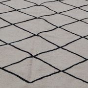 Handmade white and black Berber carpet 245x156cm