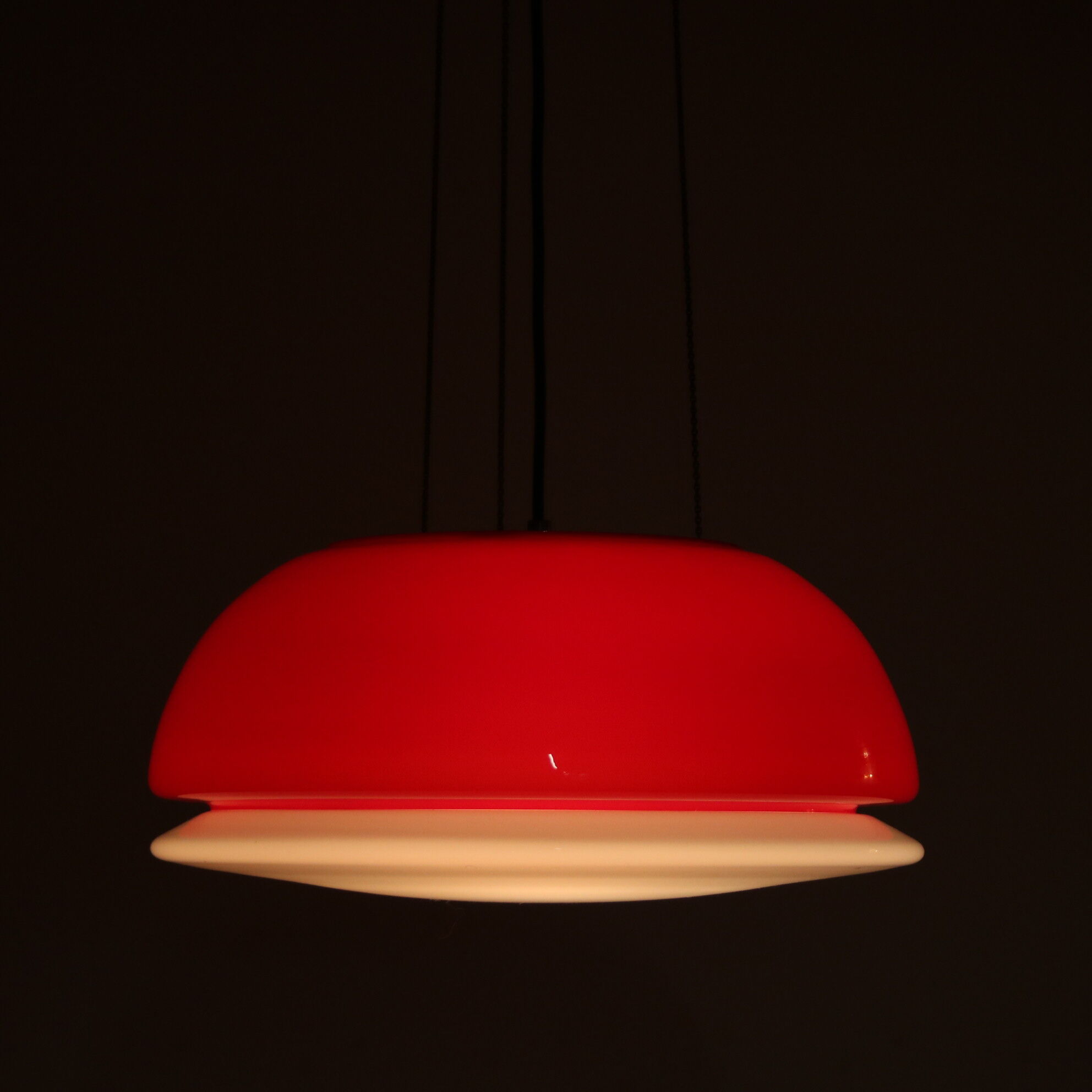 1960s Red glass hanging lamp from Italy