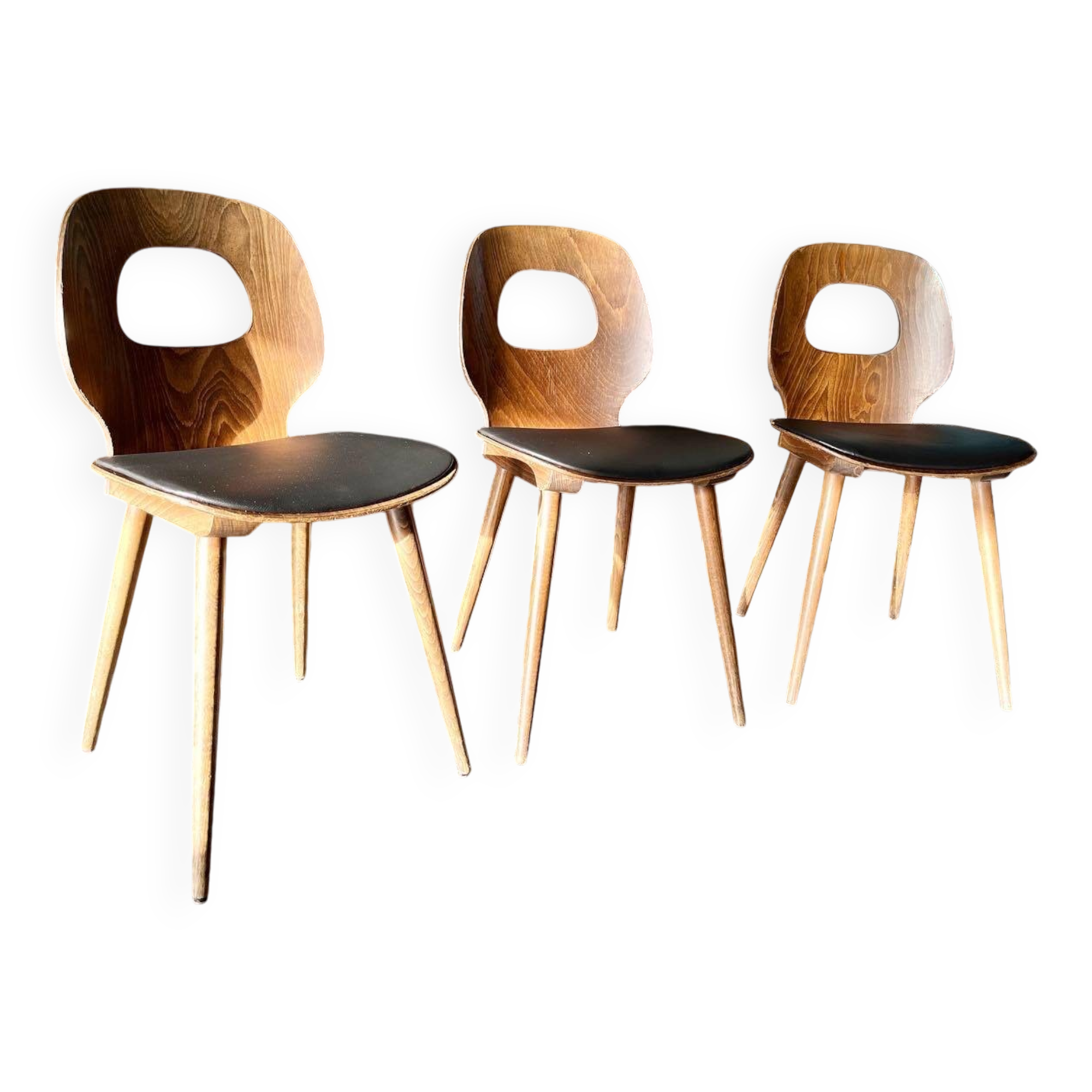 Série de 3 chaises bistrot Baumann
