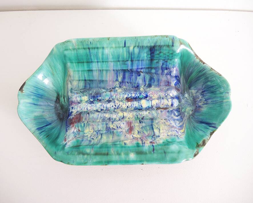 Antique Signed Ceramic Asparagus Dish