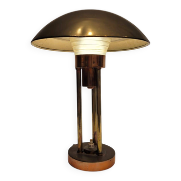 Lampe de table "Champignon", laiton doré, Claude-Paz Et Silva, Art Déco, années 30 – France