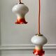 Set of 4 suspensions tulips in opaline orange gradient thread orange and white 70s