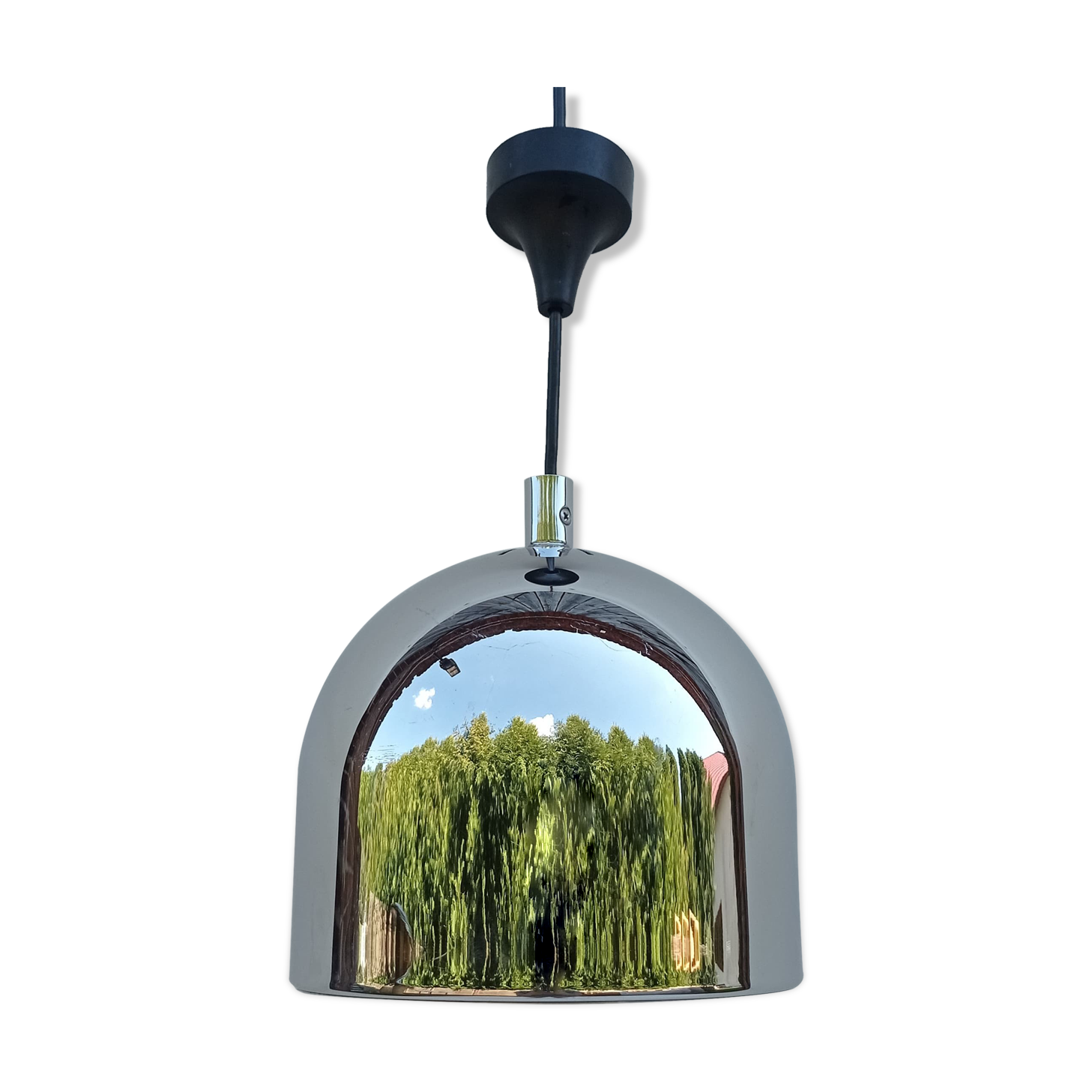 Silver pendant lamp from the 1970s, Staff Leuchten, Germany