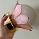 Vintage pink mother-of-pearl wall lamp with frosted glass globe