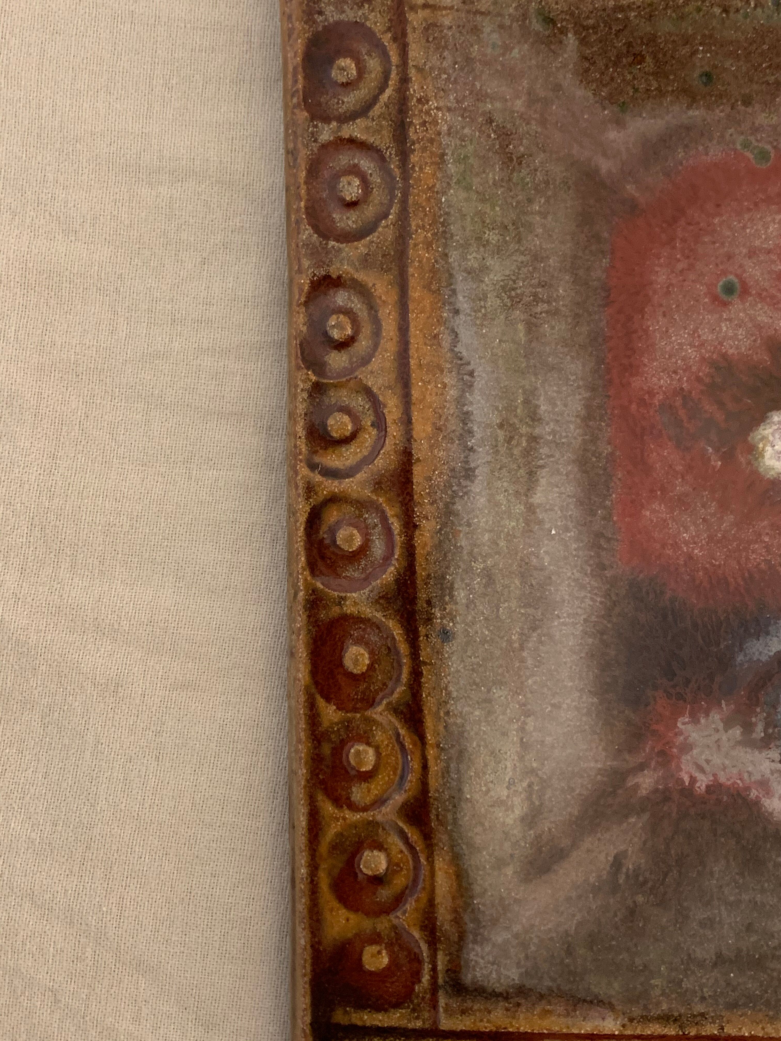 Voldemar Volkoff Vallauris polychrome enamelled sandstone dish