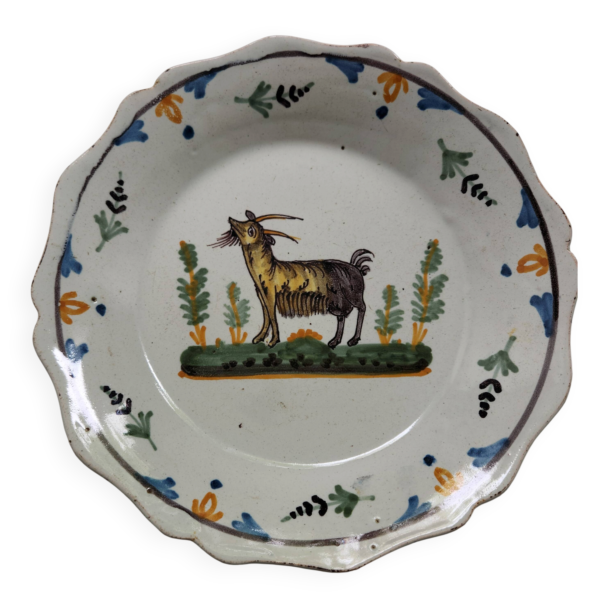 Antique Nevers faience plate