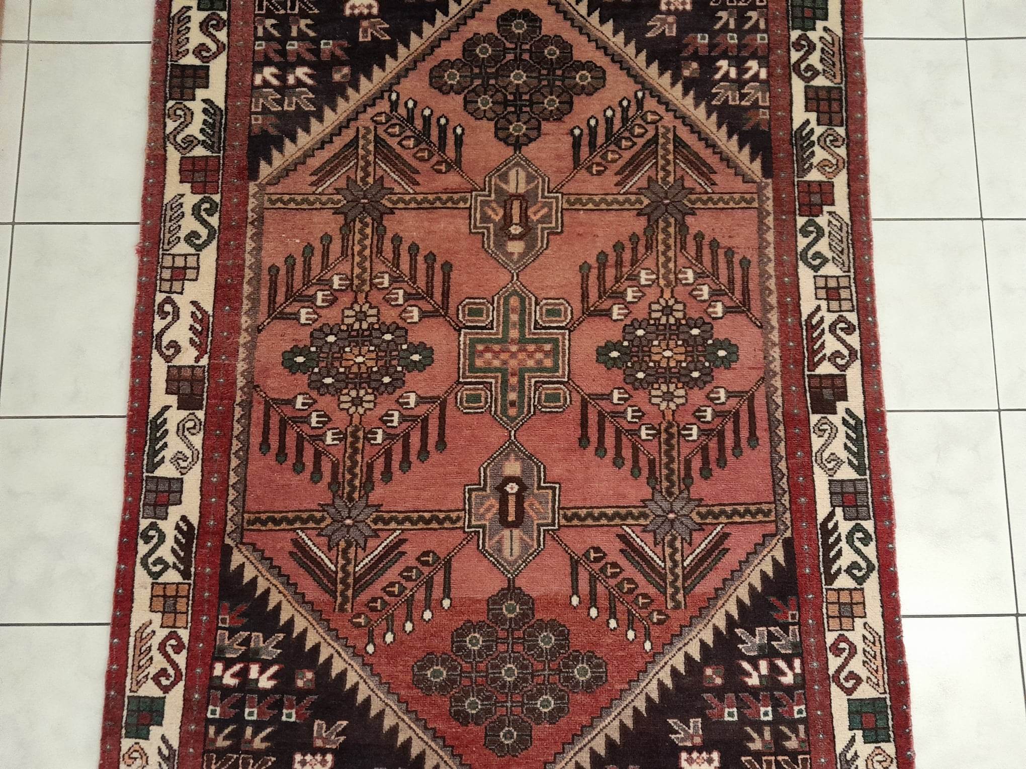 Handmade Persian Hamadan rug 215x130cm