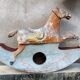 Ancien Cheval À Bascule XIXe Siècle En Bois Et Papier Mâché Peint