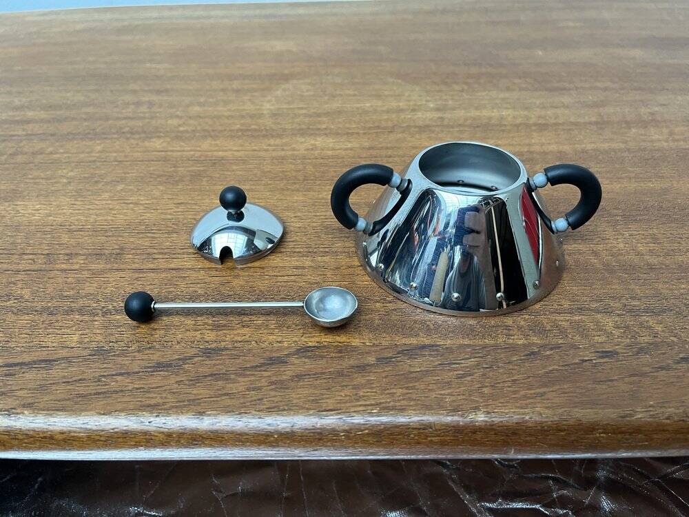 Postmodern Italian plateau for sugar and milk by Michael Graves for Alessi, 1980s, set of 3.