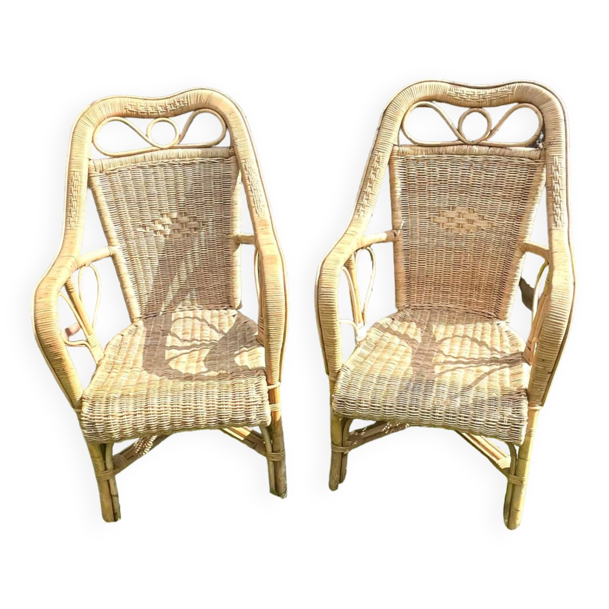 Rattan armchair duo