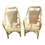 Rattan armchair duo