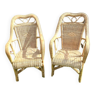 Rattan armchair duo