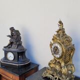 Pair of empire consoles in mahogany and 19th century marble