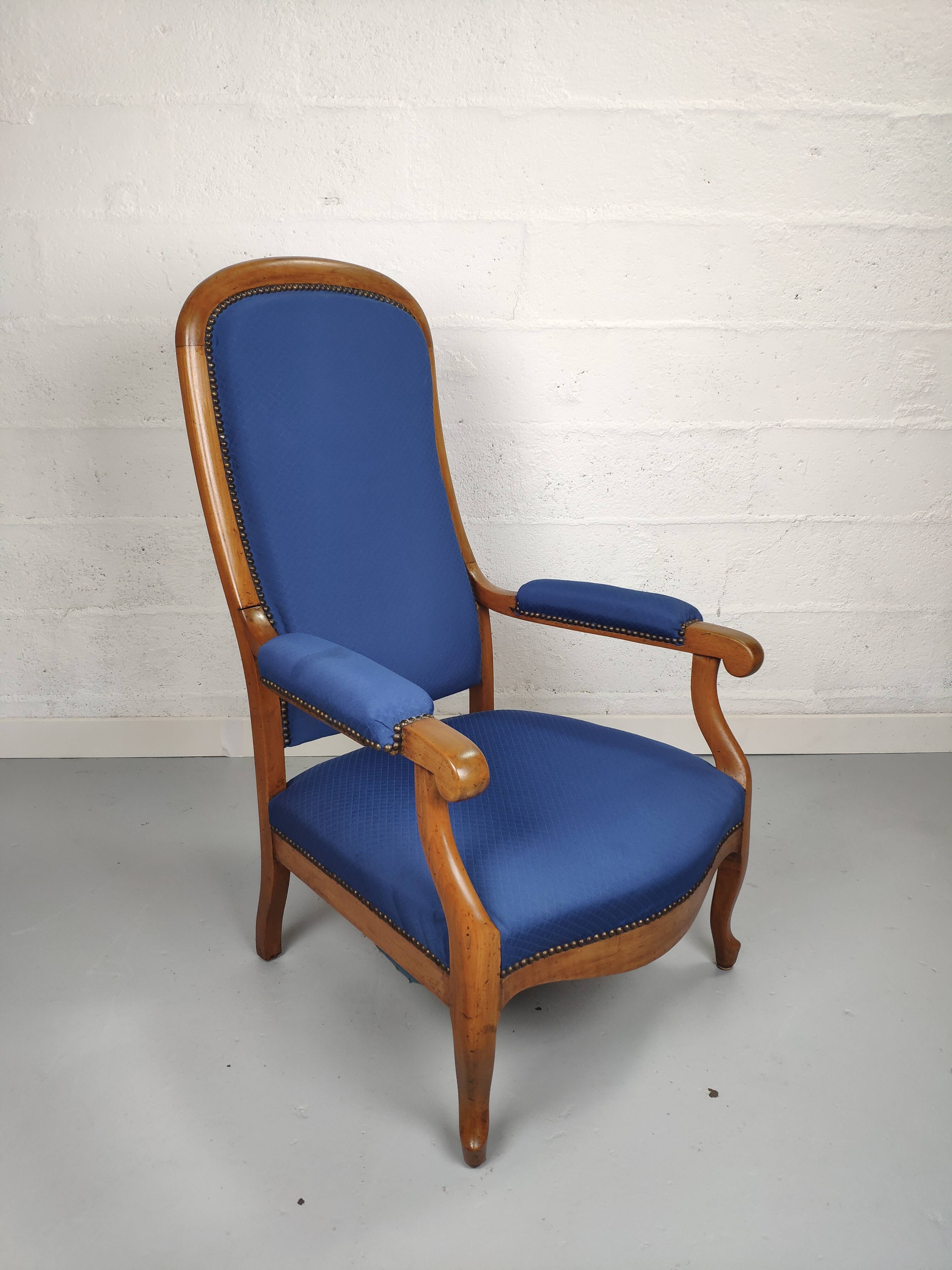 Armchair voltaire blue fabric