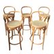 Set di 5 Sgabelli Thonet Style in Legno Curvato e Paglia di Vienna '70