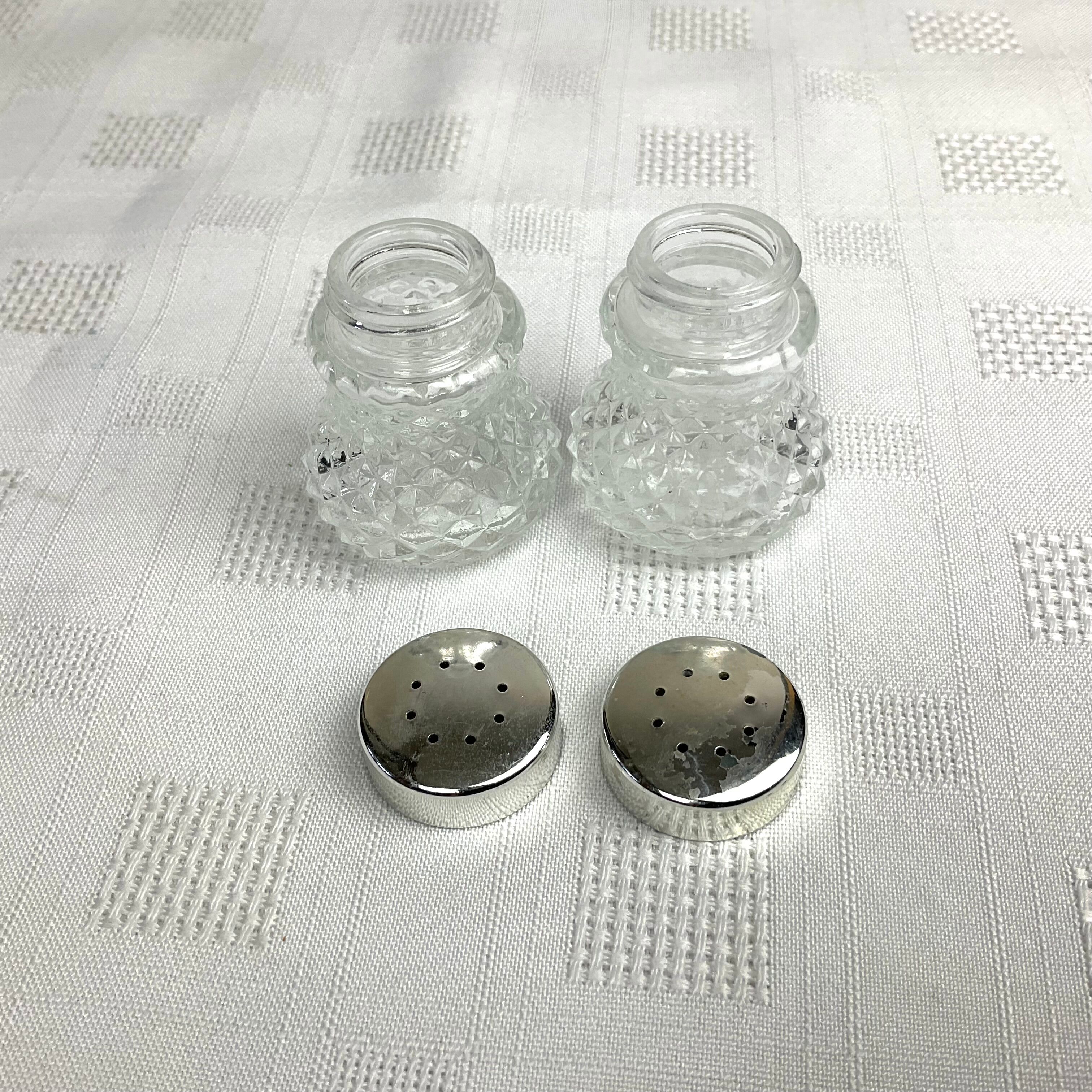 Very small glass salt shaker and pepper shaker vintage BMF