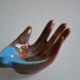 Ceramic pocket tray in the shape of a hand Vallauris France 1970