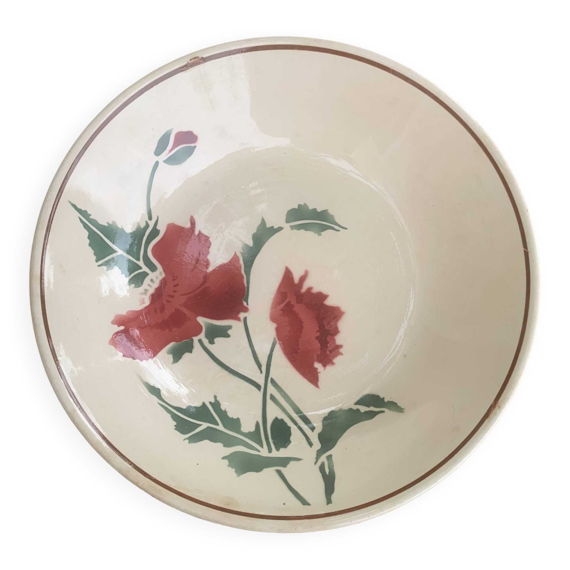 Fruit bowl, deep plate, luxeuil, old poppy motif