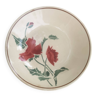 Coupe a fruits, assiette creuse, luxeuil, ancienne motif de pavots