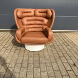 Joe Colombo Elda chair Longhi, Cognac leather in new condition!