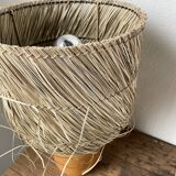 50s wood and straw lamp