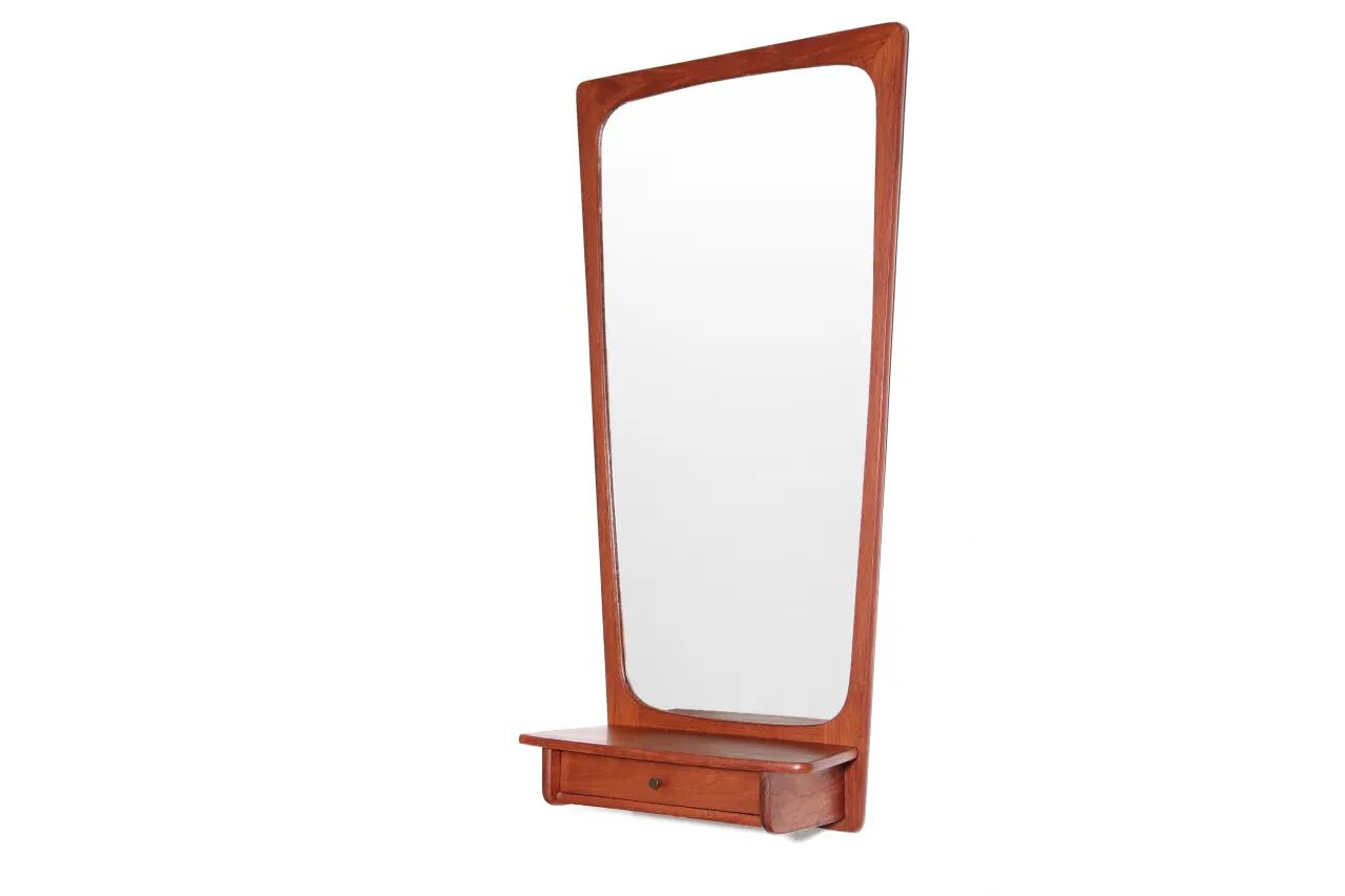 Danish mid-century design mirror with teak frame