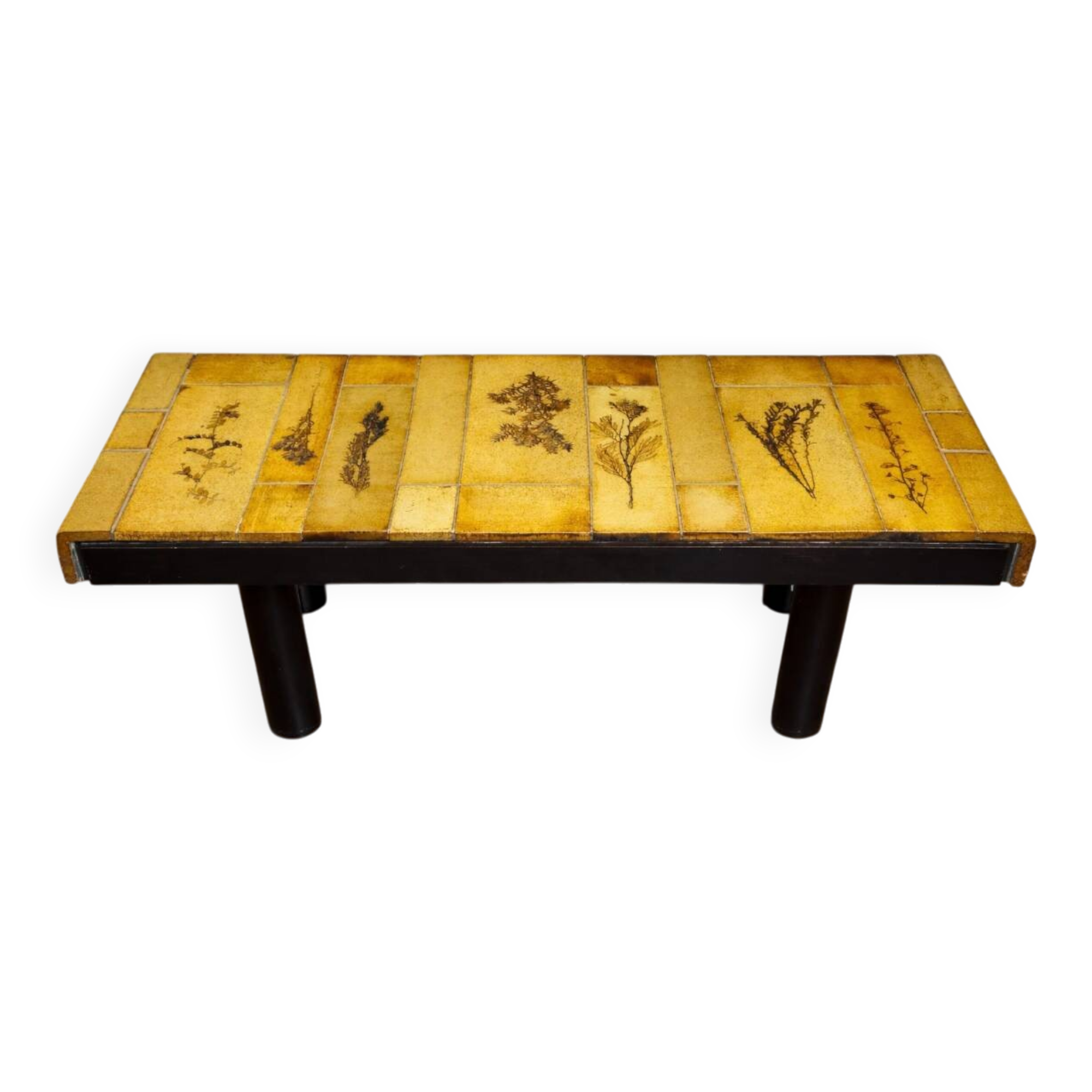Vintage ceramic coffee table – Roger Capron Vallauris – Herbarium decor – 1950s/60s