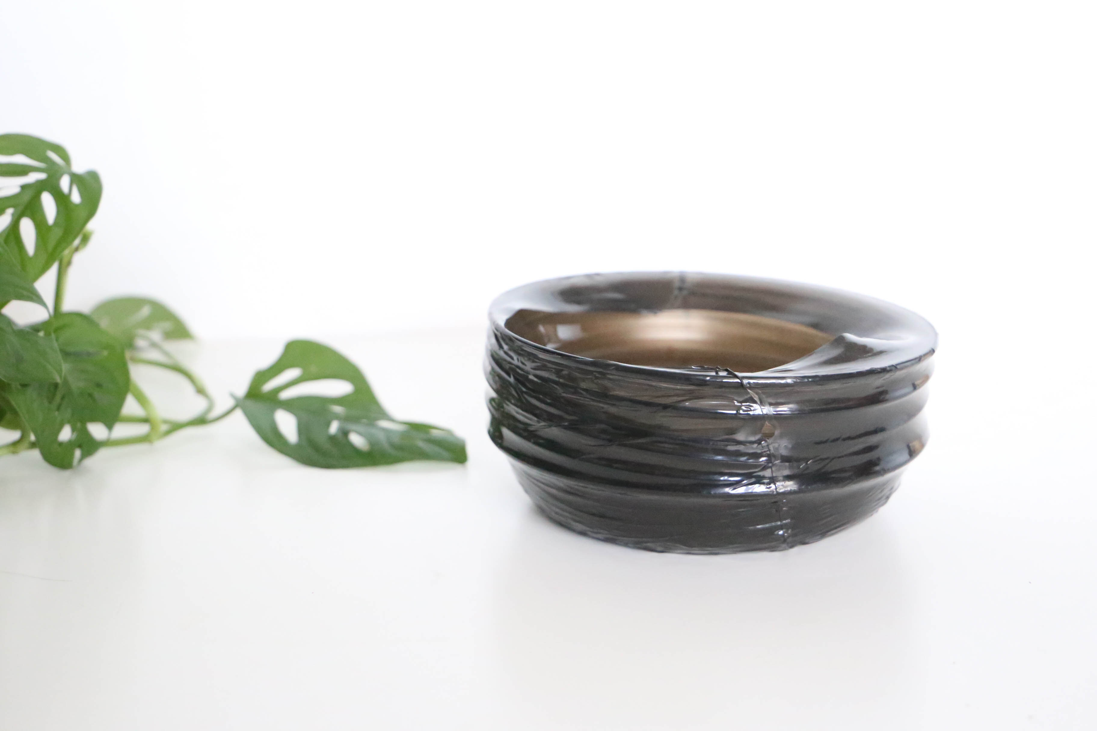 Set of 6 hollow plates Arcoroc, in gray smoked glass, vintage French