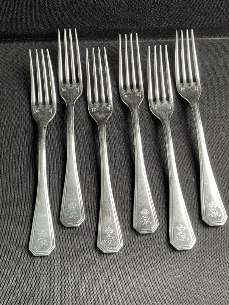 6 Christofle America forks numbered George V