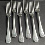 6 fourchettes Christofle America chiffrées George V