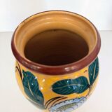 Art Deco Yellow Glazed Earthenware Vase with Futurist Floral Motifs, Italy