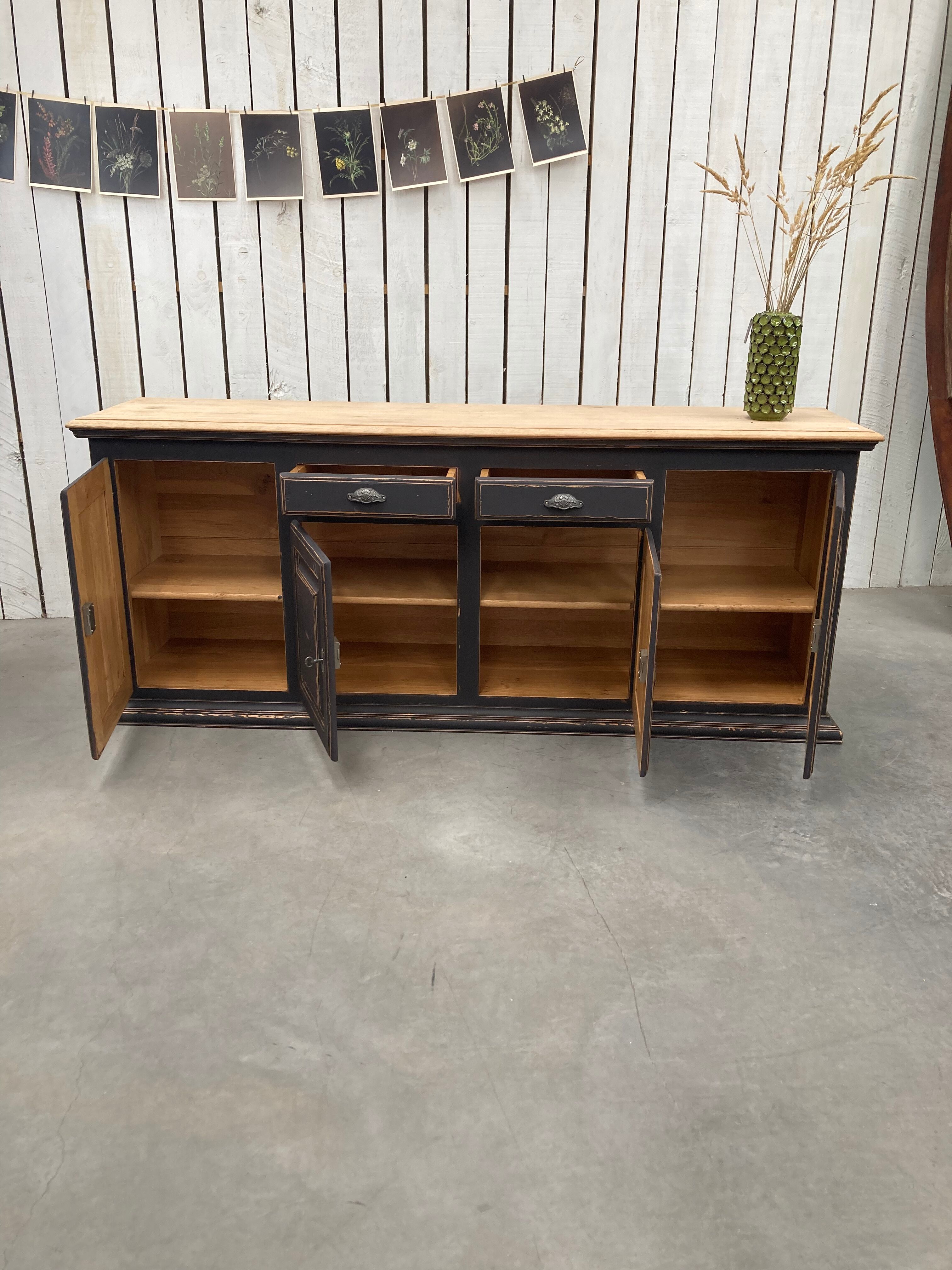 Old cabinet 4 doors 2 drawers in solid oak