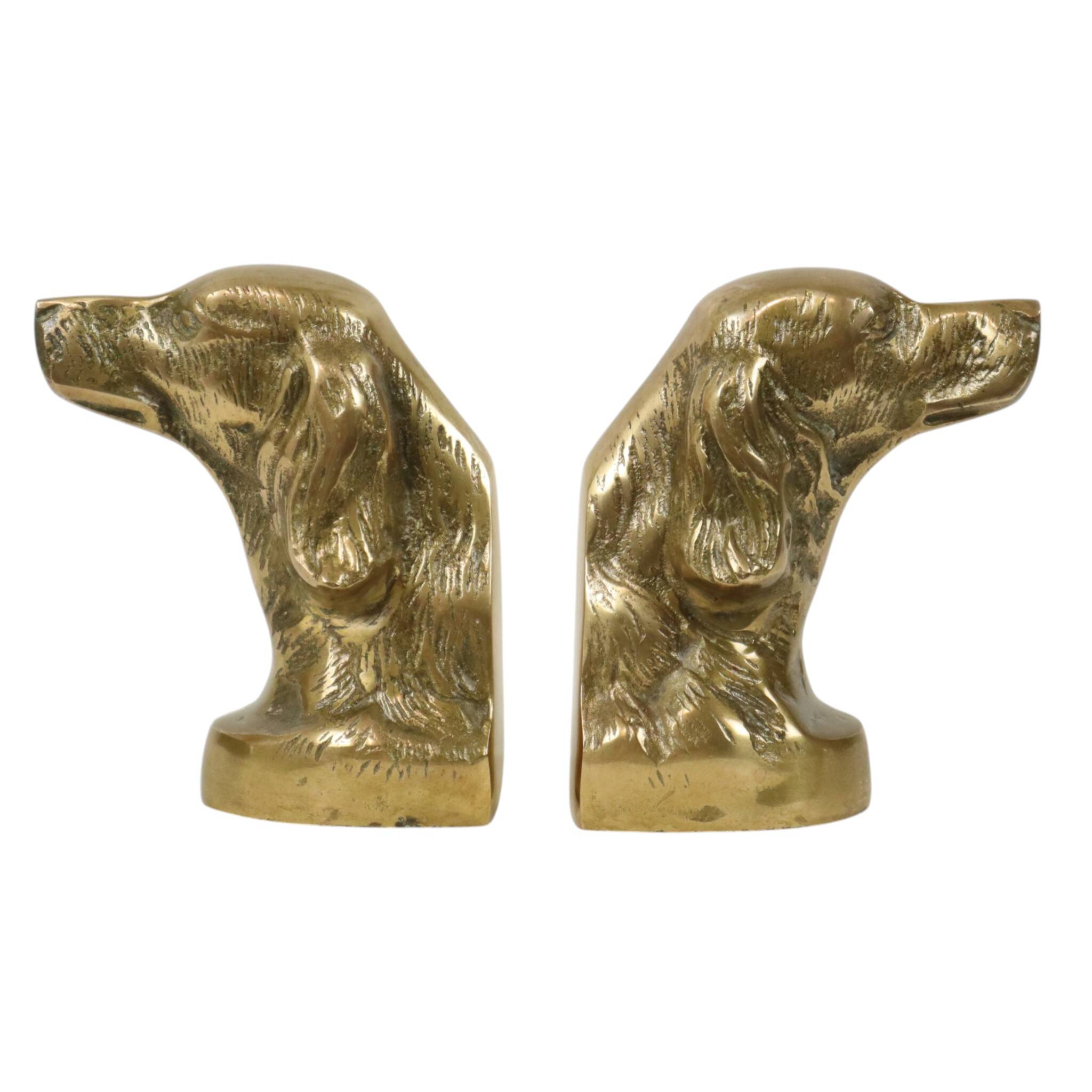 Vintage Pair of Brass Bookends for Irish Setter Dogs