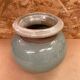 Antique vintage grey beige glazed stoneware ball vase