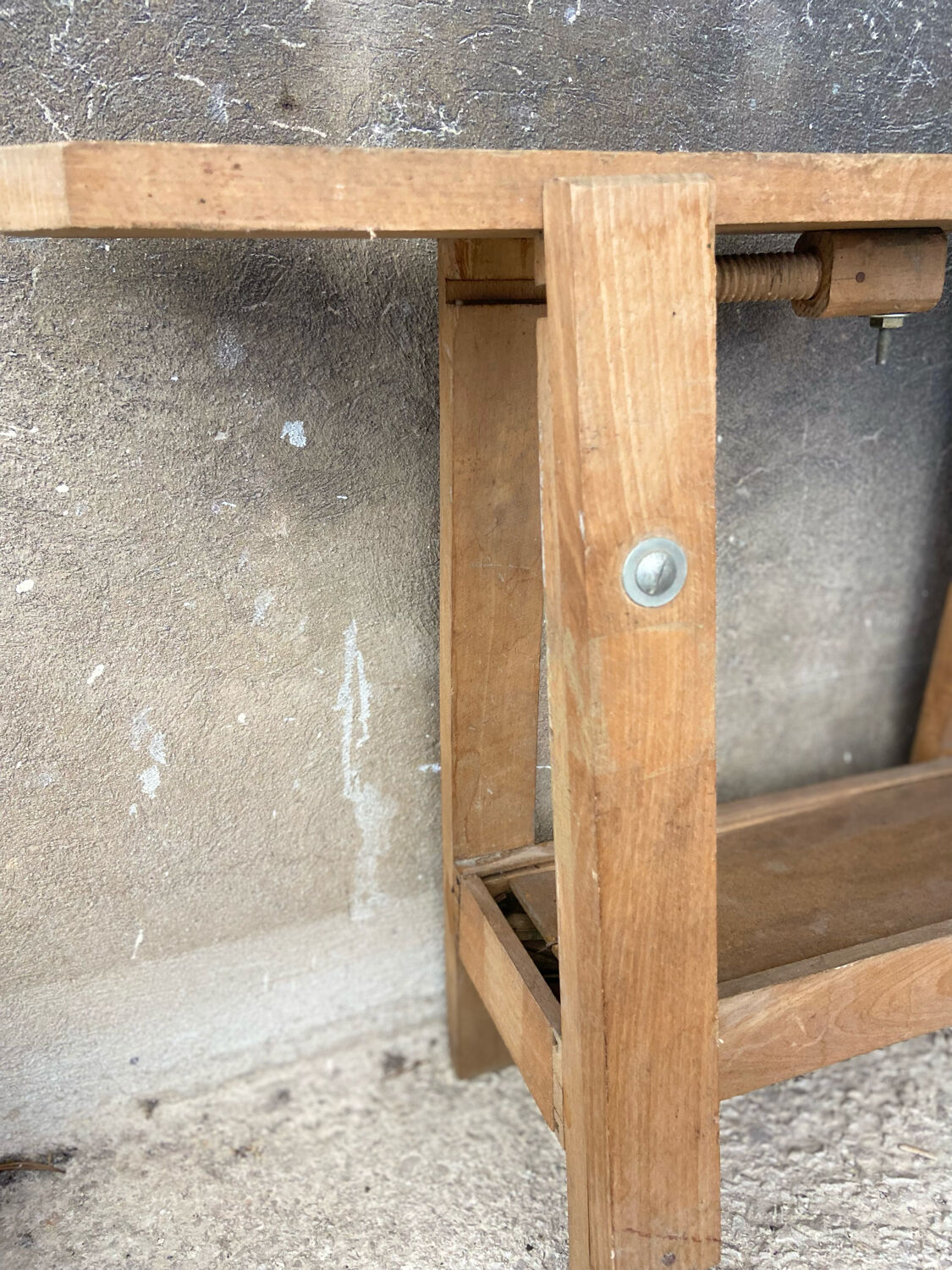 Old wooden workbench for children