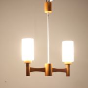 1980s wood and glass pendant light, Czechoslovakia