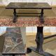 Coffee table in wrought iron with a slate top, work from the 1950s.