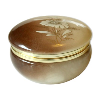 Handmade jewelry box made of alabaster and brass, 1970