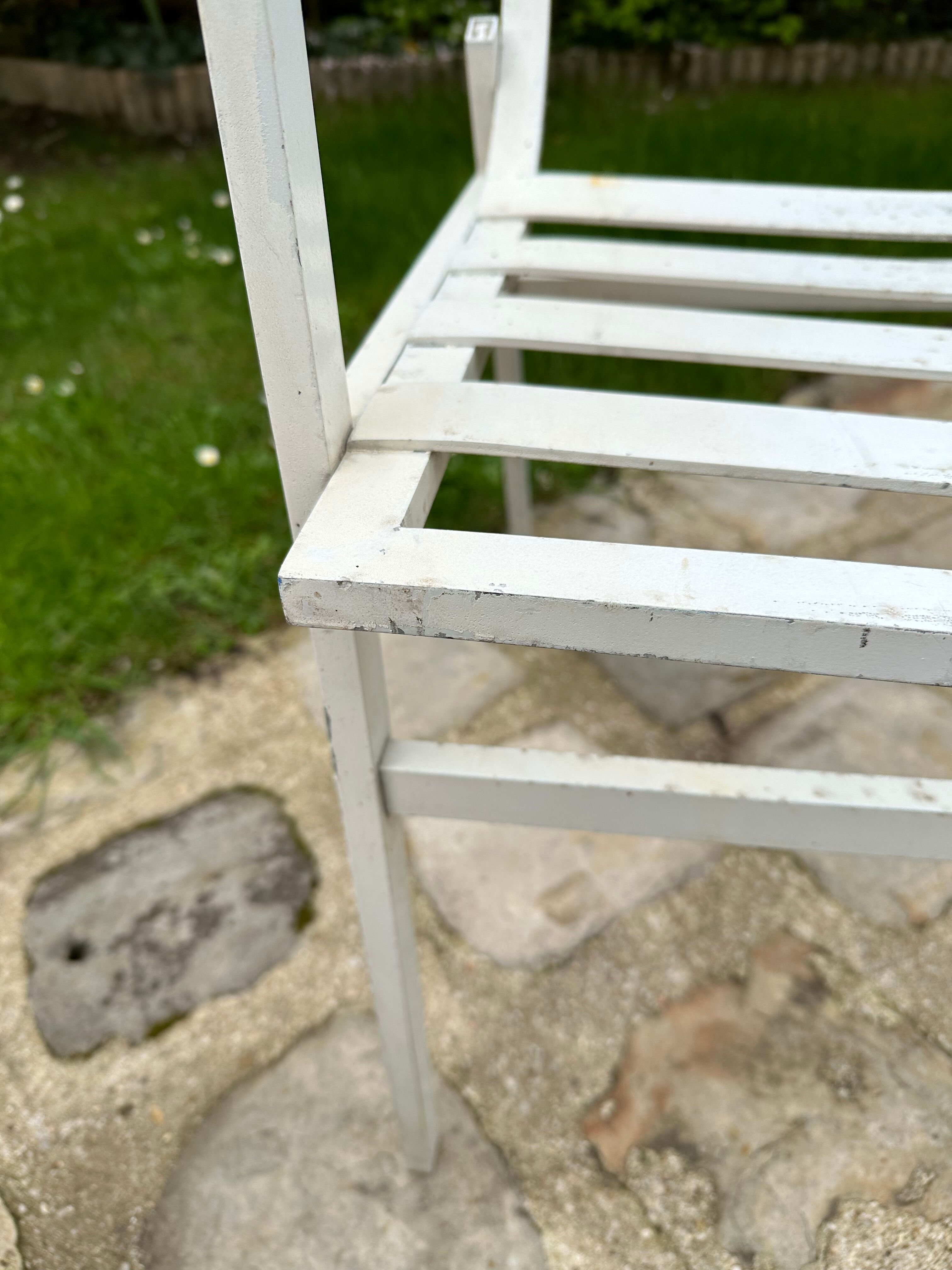 Pair of garden armchairs in white lacquered aluminum - HUGONET