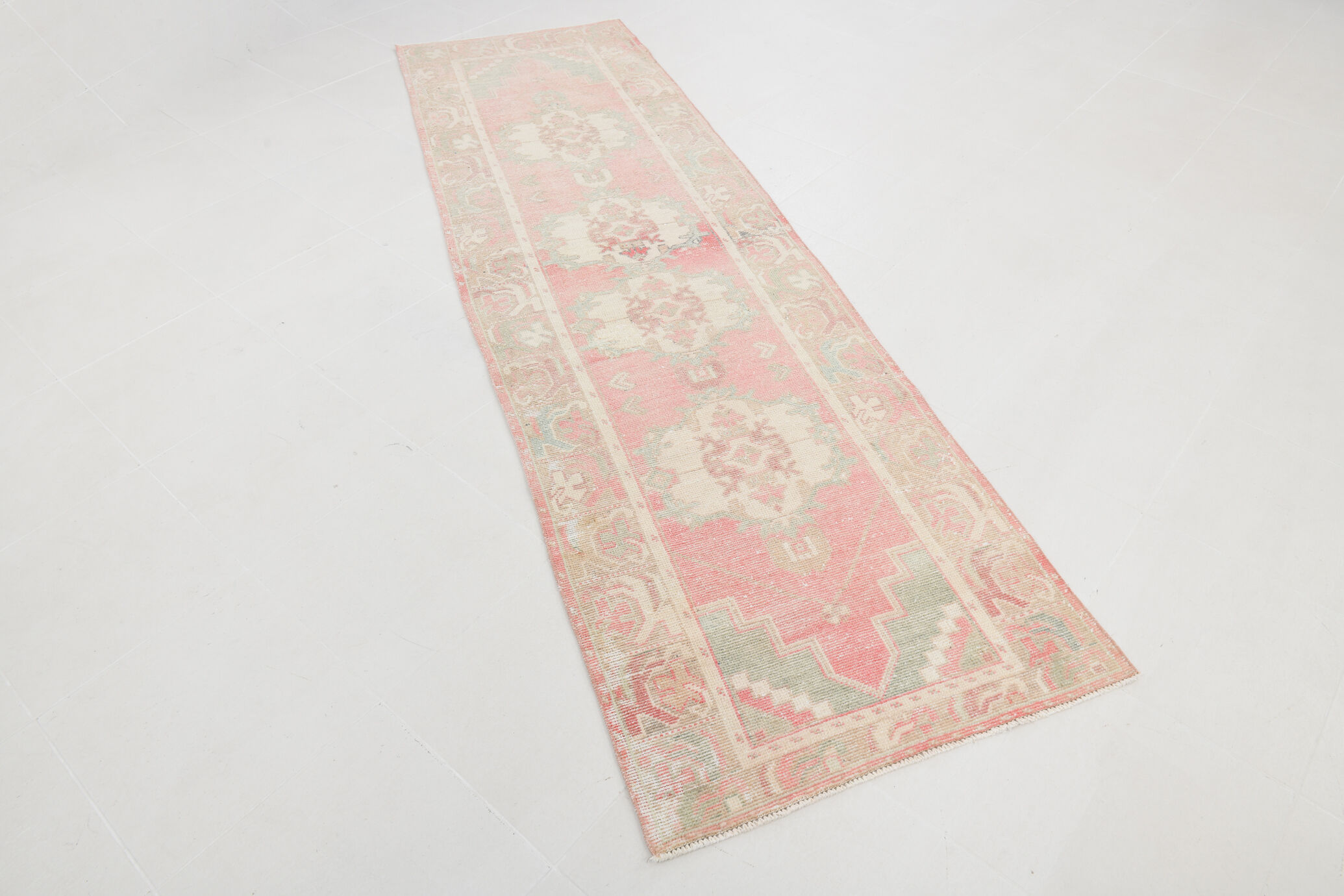 3x10 pale red antique vintage runner rug,90x299cm