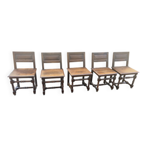 lot de 5 Chaises en bois - style louis